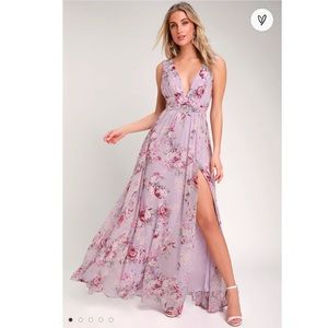 Lulu's Lavender Floral Maxi Dress